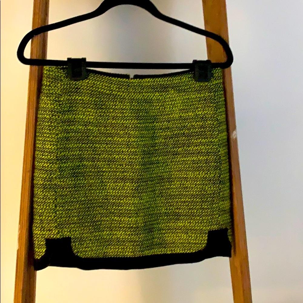 Jcrew sz 2 wool blend neon yellow/black skirt